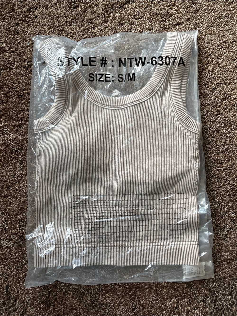 Zenana Outfitters Ribbed Tank Bralette - Beige